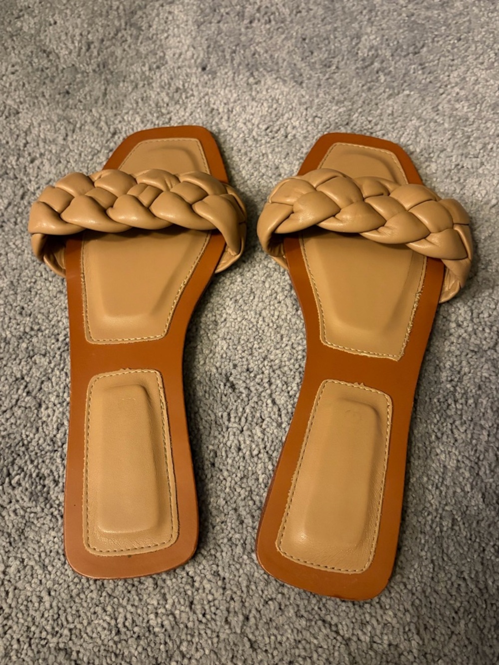 Braided Slide Sandals in Tan - Women's Casual Slip-On